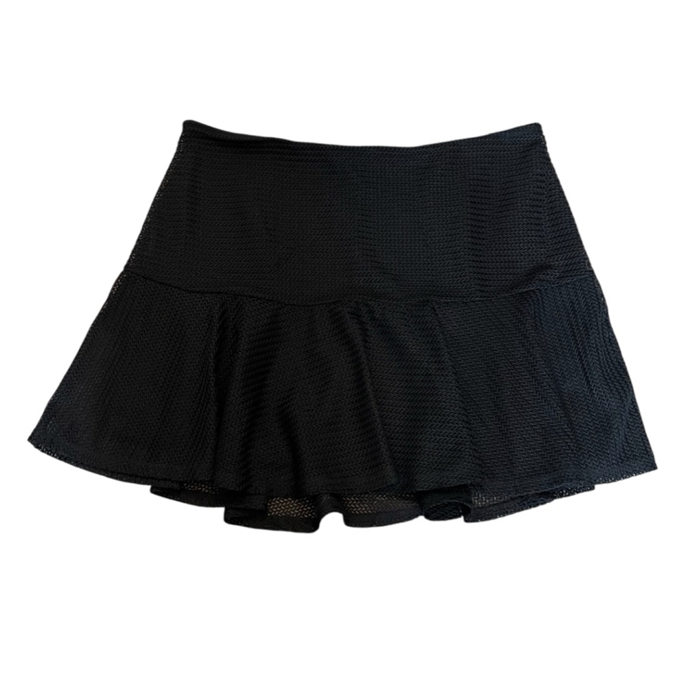 GUESS Knit Black Mid Rise Back Zip Flowy Skirt 10 - Picture 2 of 10